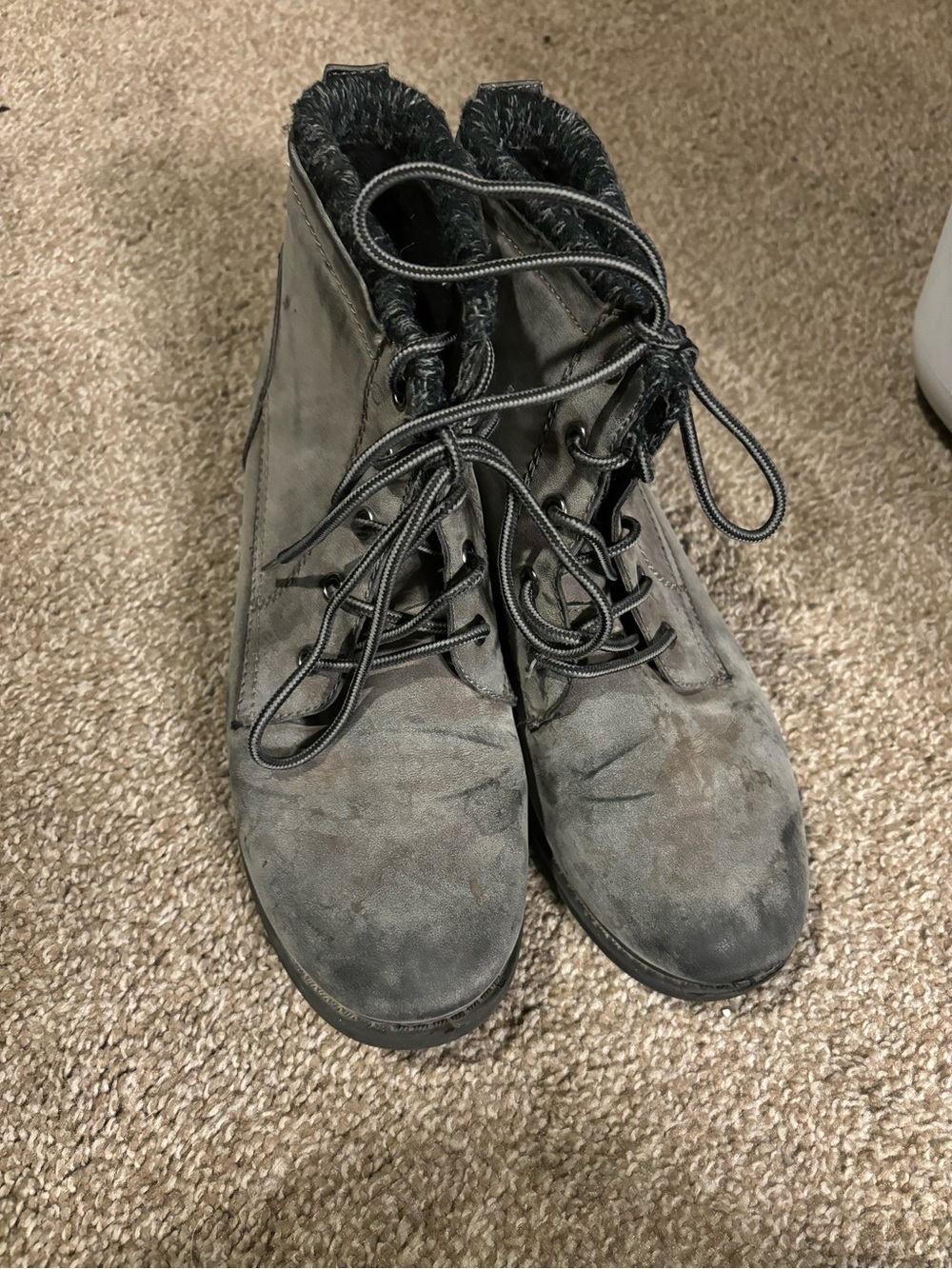 Women's Lace-Up Ankle Booties in Charcoal Gray